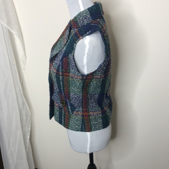 Cabi women’s blue plaid multi colored button vest size XS - Picture 4 of 9
